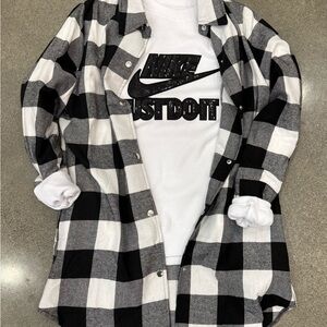 Handcrafted  Black and White Plaid Cardigan